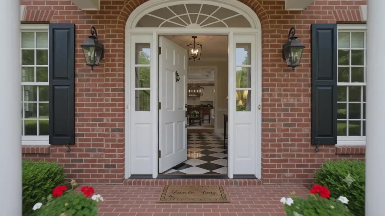 Continuous walkthrough of a traditional Louisville home — from the front door through the foyer, great room, and kitchen out to the garden terrace